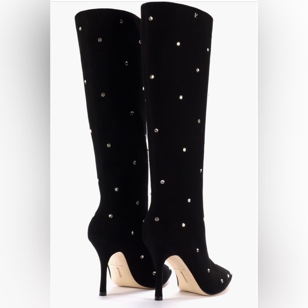 Larroude Black Heeled Boots with Stiletto Elegance - Picture 3 of 3